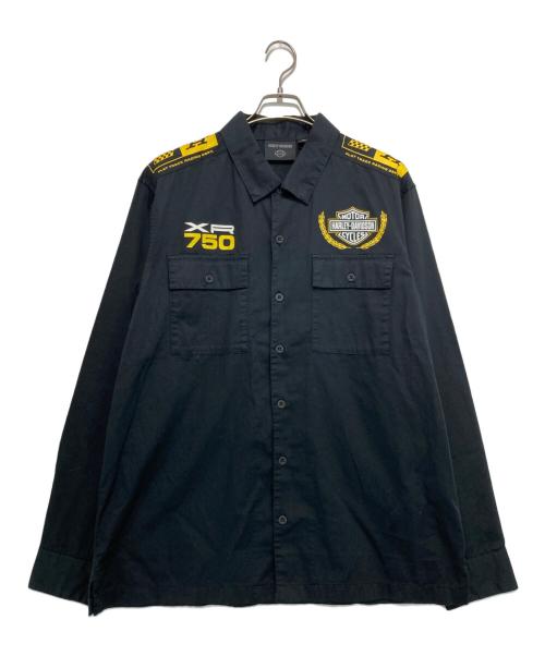 HARLEY-DAVIDSON（ハーレーダビッドソン）HARLEY-DAVIDSON (ハーレーダビッドソン) トロフィー ロングスリーブ メカニックシャツ ブラック サイズ:Lの古着・服飾アイテム