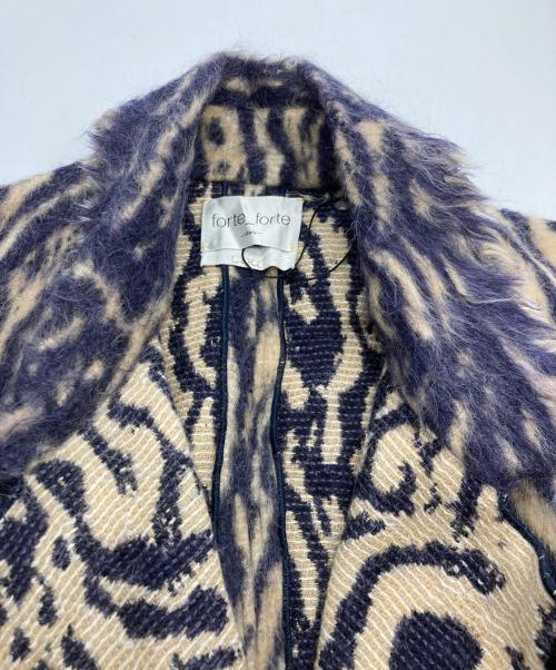 forte forte（フォルテ・フォルテ）forte forte (フォルテ・フォルテ) レオパード柄ウールアルパカコート ベージュ×パープルの古着・服飾アイテム
