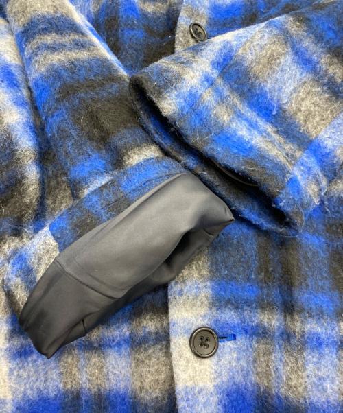 BEAMS BOY（ビームスボーイ）BEAMS BOY (ビームスボーイ) スライバー タータンチェック ノーカラーコート ブルー サイズ:-の古着・服飾アイテム