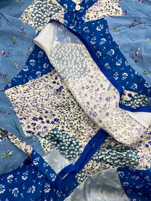 Ron Herman（ロンハーマン）Ron Herman (ロンハーマン) パッチワークドレス ブルー サイズ:Sの古着・服飾アイテム