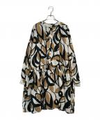 RHC Ron Hermanアールエイチシー ロンハーマン）の古着「総柄バンドカラーワンピース」｜ホワイト×ブラウン