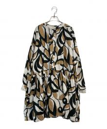 RHC Ron Herman（アールエイチシー ロンハーマン）の古着「総柄バンドカラーワンピース」｜ホワイト×ブラウン