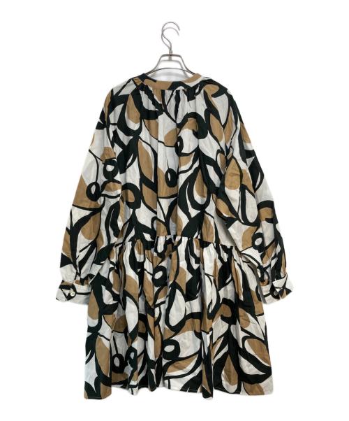 RHC Ron Herman（アールエイチシー ロンハーマン）RHC Ron Herman (アールエイチシー ロンハーマン) 総柄バンドカラーワンピース ホワイト×ブラウン サイズ:Sの古着・服飾アイテム