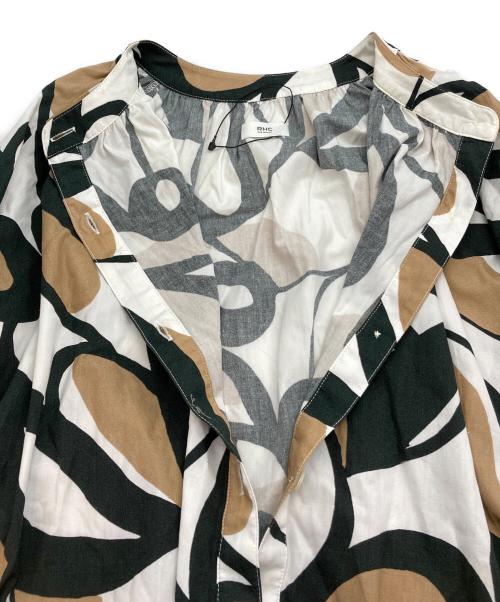 RHC Ron Herman（アールエイチシー ロンハーマン）RHC Ron Herman (アールエイチシー ロンハーマン) 総柄バンドカラーワンピース ホワイト×ブラウン サイズ:Sの古着・服飾アイテム