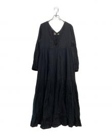 sara mallika（サラマリカ）の古着「コットンジャガードエスニックワンピース」｜ブラック