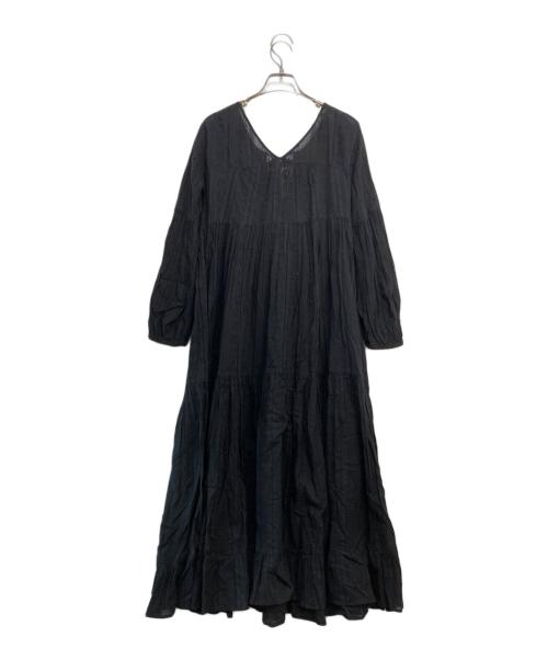 sara mallika（サラマリカ）sara mallika (サラマリカ) コットンジャガードエスニックワンピース ブラック サイズ:不明の古着・服飾アイテム