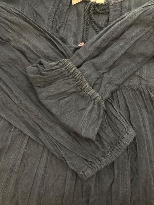 sara mallika（サラマリカ）sara mallika (サラマリカ) コットンジャガードエスニックワンピース ブラック サイズ:不明の古着・服飾アイテム