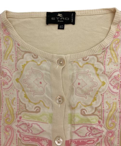 ETRO（エトロ）ETRO (エトロ) シルク切り替えニットカーディガン ベージュ サイズ:40の古着・服飾アイテム