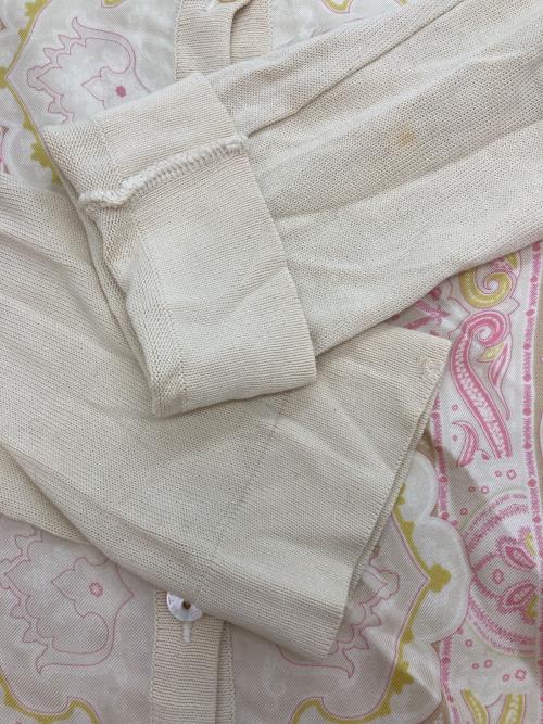 ETRO（エトロ）ETRO (エトロ) シルク切り替えニットカーディガン ベージュ サイズ:40の古着・服飾アイテム