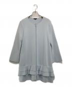 TO BE CHICトゥービーシック）の古着「フリルニットジャケット」｜スカイブルー