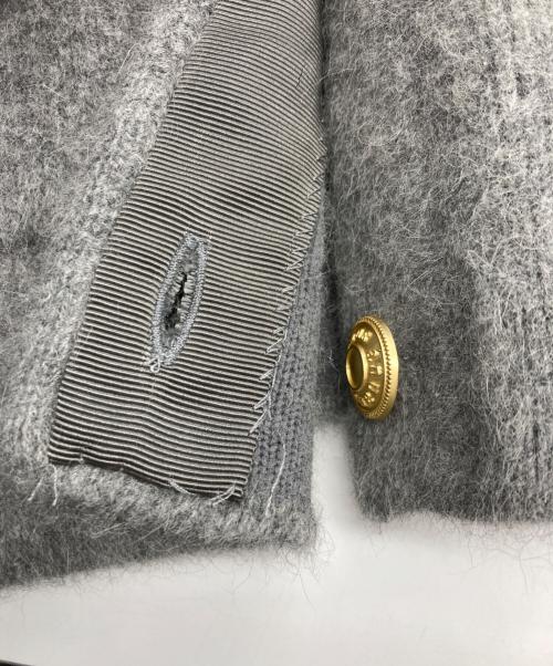 anuans（アニュアンス）anuans (アニュアンス) ラクーンブレンドノーカラーニットカーディガン グレー サイズ:Fの古着・服飾アイテム