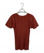 PLEATS PLEASEプリーツプリーズ）の古着「半袖プリーツカットソー」｜レッド