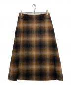 MARGARET HOWELLマーガレットハウエル）の古着「SHADOW CHECK WOOL スカート」｜ブラウン