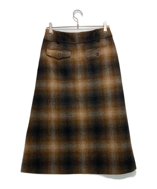 MARGARET HOWELL（マーガレットハウエル）MARGARET HOWELL (マーガレットハウエル) SHADOW CHECK WOOL スカート ブラウン サイズ:3の古着・服飾アイテム