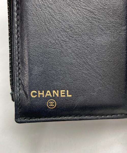 CHANEL（シャネル）CHANEL (シャネル) カメリア キャビアスキン3つ折り財布 ブラックの古着・服飾アイテム