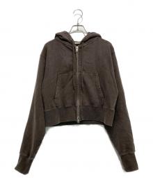 BEAUTY&YOUTH（ビューティーアンドユース）の古着「コットン ショートフロントジップパーカ」｜ブラウン