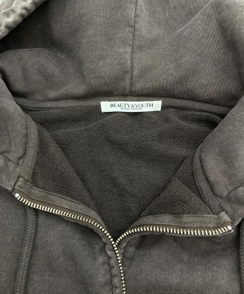BEAUTY&YOUTH（ビューティーアンドユース）BEAUTY&YOUTH (ビューティーアンドユース) コットン ショートフロントジップパーカ ブラウン サイズ:Fの古着・服飾アイテム