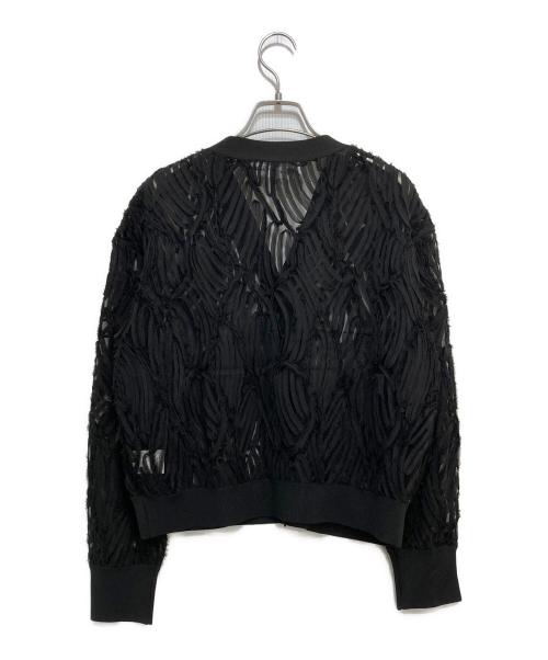 Rie miller（リエ ミラー）Rie miller (リエ ミラー) チュール刺繍Vネックカーディガン ブラック サイズ:38の古着・服飾アイテム