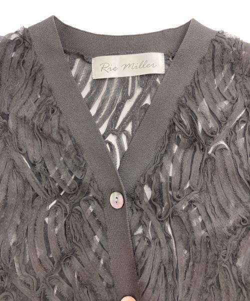 Rie miller（リエ ミラー）Rie miller (リエ ミラー) チュール刺繍Vネックカーディガン ブラック サイズ:38の古着・服飾アイテム