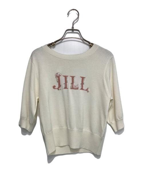 JILL BY JILLSTUART（ジル バイ ジルスチュアート）JILL BY JILLSTUART (ジル バイ ジルスチュアート) Sanrio (サンリオ) ロゴジャガードニット ホワイト サイズ:FR 未使用品の古着・服飾アイテム