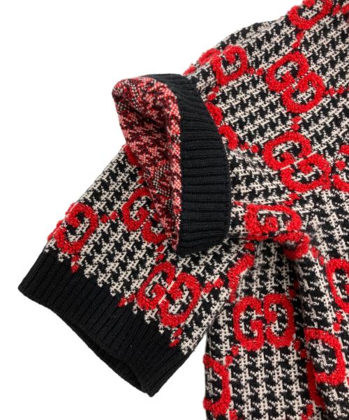 GUCCI（グッチ）GUCCI (グッチ) GGジャガード 総柄スカートセットアップニット ホワイト×ブラック サイズ:Lの古着・服飾アイテム