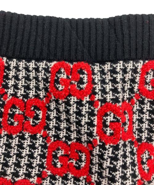 GUCCI（グッチ）GUCCI (グッチ) GGジャガード 総柄スカートセットアップニット ホワイト×ブラック サイズ:Lの古着・服飾アイテム
