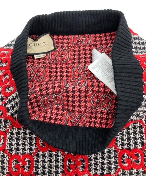 GUCCI（グッチ）GUCCI (グッチ) GGジャガード 総柄スカートセットアップニット ホワイト×ブラック サイズ:Lの古着・服飾アイテム