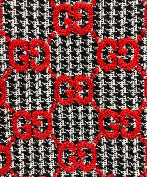 GUCCI（グッチ）GUCCI (グッチ) GGジャガード 総柄スカートセットアップニット ホワイト×ブラック サイズ:Lの古着・服飾アイテム