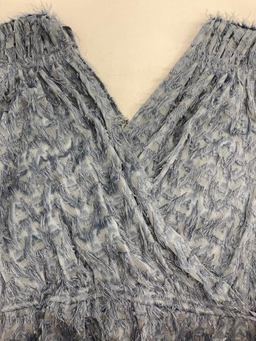 FRAY ID（フレイ アイディー）FRAY ID (フレイ アイディー) フリンジジャガードカシュクールワンピース ブルー サイズ:1の古着・服飾アイテム