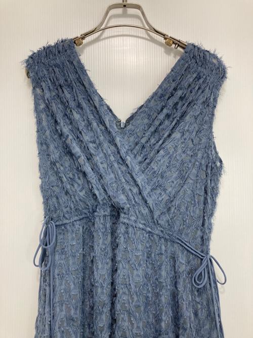FRAY ID（フレイ アイディー）FRAY ID (フレイ アイディー) フリンジジャガードカシュクールワンピース ブルー サイズ:1の古着・服飾アイテム