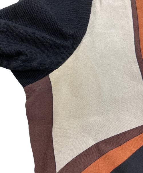 GUCCI（グッチ）GUCCI (グッチ) シルク切替タートルネックニット ブラック×ブラウン サイズ:Sの古着・服飾アイテム