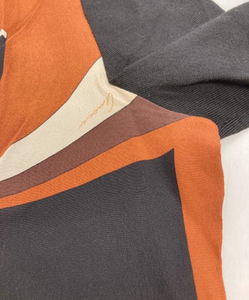 GUCCI（グッチ）GUCCI (グッチ) シルク切替タートルネックニット ブラック×ブラウン サイズ:Sの古着・服飾アイテム
