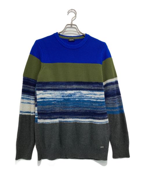 DIESEL（ディーゼル）DIESEL (ディーゼル) マルチボーダーニット ブルー×カーキ サイズ:Mの古着・服飾アイテム