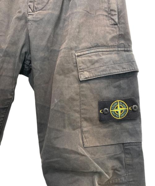 STONE ISLAND（ストーンアイランド）STONE ISLAND (ストーンアイランド) ガーメントダイコットンウールストレッチサテンシャーリングテーパードリブカーゴパンツ ブラック サイズ:30の古着・服飾アイテム