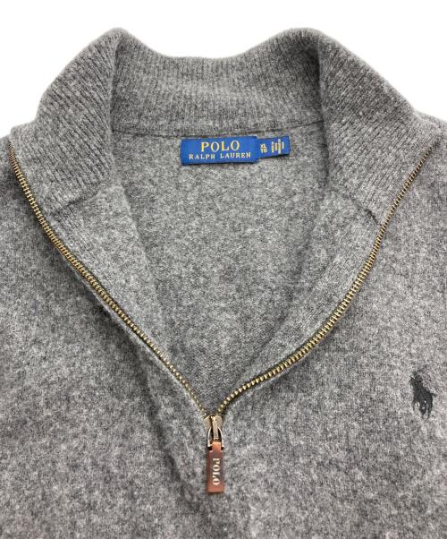 POLO RALPH LAUREN（ポロ・ラルフローレン）POLO RALPH LAUREN (ポロ・ラルフローレン) ハーフジップウールニット グレー サイズ:XLの古着・服飾アイテム