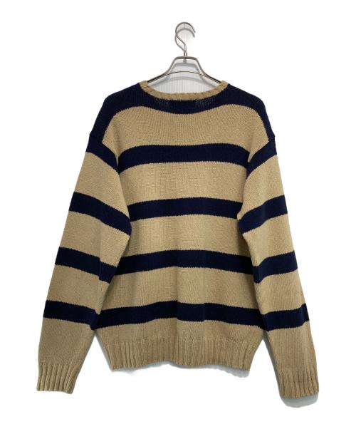 POLO RALPH LAUREN（ポロ・ラルフローレン）POLO RALPH LAUREN (ポロ・ラルフローレン) ボーダーコットンニット ベージュ×ネイビー サイズ:XLの古着・服飾アイテム