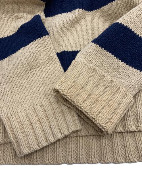 POLO RALPH LAUREN（ポロ・ラルフローレン）POLO RALPH LAUREN (ポロ・ラルフローレン) ボーダーコットンニット ベージュ×ネイビー サイズ:XLの古着・服飾アイテム
