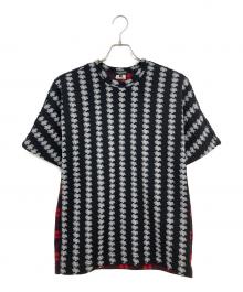 COMME des GARCONS HOMME PLUS（コムデギャルソンオムプリュス）の古着「総柄×チェック切替 半袖カットソー」｜マルチカラー