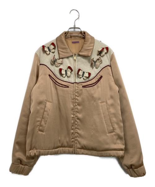 SueUNDERCOVER（スーアンダーカバー）SueUNDERCOVER (スーアンダーカバー) バタフライアップリケジップアップジャケット ベージュ サイズ:2の古着・服飾アイテム