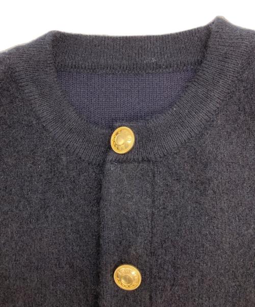 anuans（アニュアンス）anuans (アニュアンス) カシミヤブレンドノーカラーニットジャケット ネイビー サイズ:Fの古着・服飾アイテム