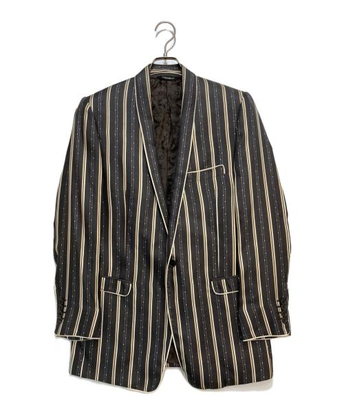 DOLCE & GABBANA（ドルチェ＆ガッバーナ）DOLCE & GABBANA (ドルチェ＆ガッバーナ) ストライプシルクテーラードジャケット グレー サイズ:48の古着・服飾アイテム