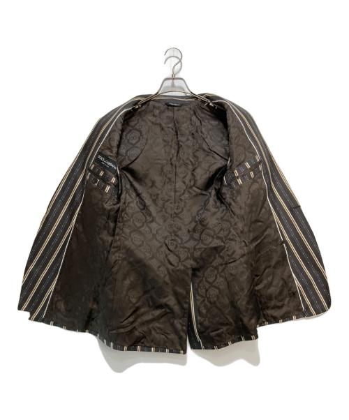 DOLCE & GABBANA（ドルチェ＆ガッバーナ）DOLCE & GABBANA (ドルチェ＆ガッバーナ) ストライプシルクテーラードジャケット グレー サイズ:48の古着・服飾アイテム