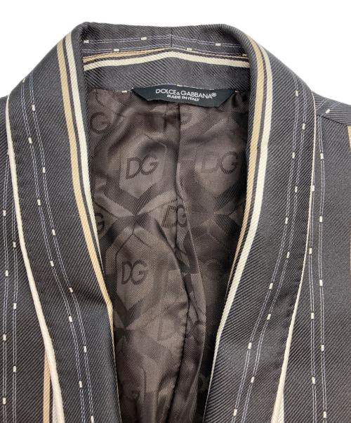 DOLCE & GABBANA（ドルチェ＆ガッバーナ）DOLCE & GABBANA (ドルチェ＆ガッバーナ) ストライプシルクテーラードジャケット グレー サイズ:48の古着・服飾アイテム