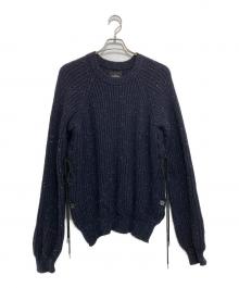 SYU.HOMME/FEMM（シュウオムフェム）の古着「Laceup Knit」｜ネイビー