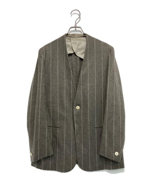 HAVERSACK（ハバーサック）HAVERSACK (ハバーサック) ウールカシミヤ ノーカラージャケット グレーの古着・服飾アイテム