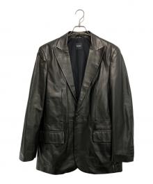 HUGO BOSS（ヒューゴ ボス）の古着「レザーテーラードジャケット」｜ブラック
