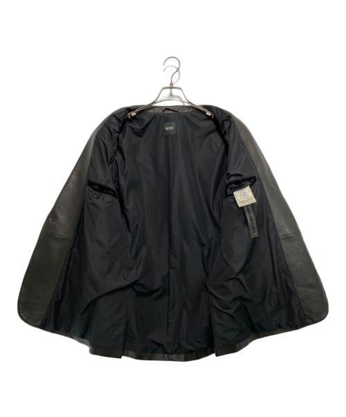 HUGO BOSS（ヒューゴ ボス）HUGO BOSS (ヒューゴ ボス) レザーテーラードジャケット ブラック サイズ:48の古着・服飾アイテム