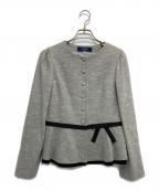 M'S GRACYエムズグレイシー）の古着「ノーカラー ペプラムジャケット」｜グレー