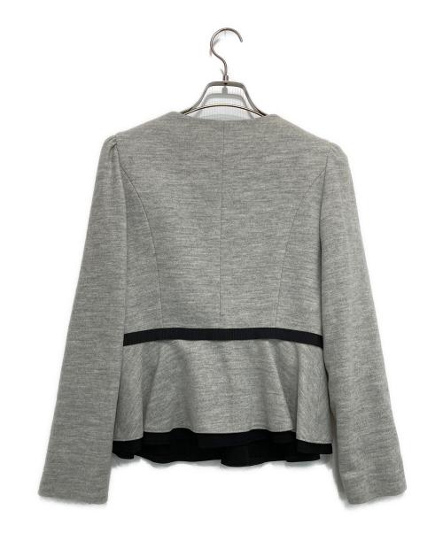 M'S GRACY（エムズグレイシー）M'S GRACY (エムズグレイシー) ノーカラー ペプラムジャケット グレー サイズ:38の古着・服飾アイテム