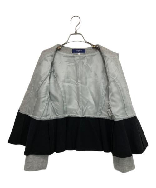 M'S GRACY（エムズグレイシー）M'S GRACY (エムズグレイシー) ノーカラー ペプラムジャケット グレー サイズ:38の古着・服飾アイテム